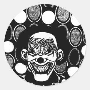 Böses Monster gruselig Clown Beängstigende Zirkusk Runder Aufkleber