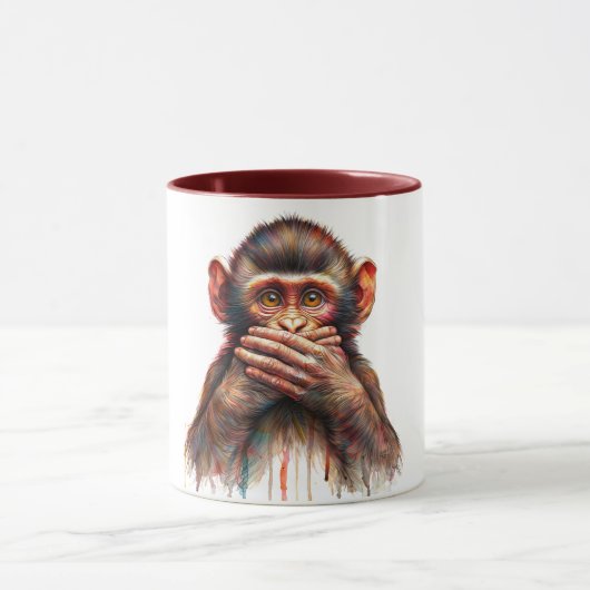 Böses Nicht Reden-Affe-Wasserfarben-Kunst Tasse (Zentrum)