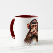 Böses Nicht Reden-Affe-Wasserfarben-Kunst Tasse (Vorderseite Links)