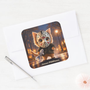 Bösewicht-Sammlung Süße Halloween-Katze Quadratischer Aufkleber