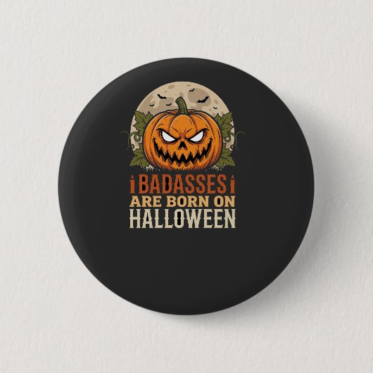 Bösewichte werden an Halloween-Kürbis geboren Button (Vorderseite)