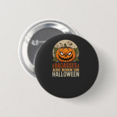 Bösewichte werden an Halloween-Kürbis geboren Button (Vorne & Hinten)