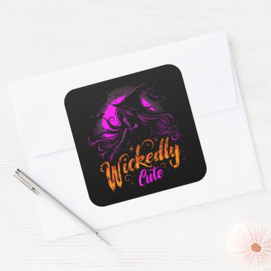 Boshaft Niedlich | ExDesigner | Halloween Quadratischer Aufkleber (Umschlag)