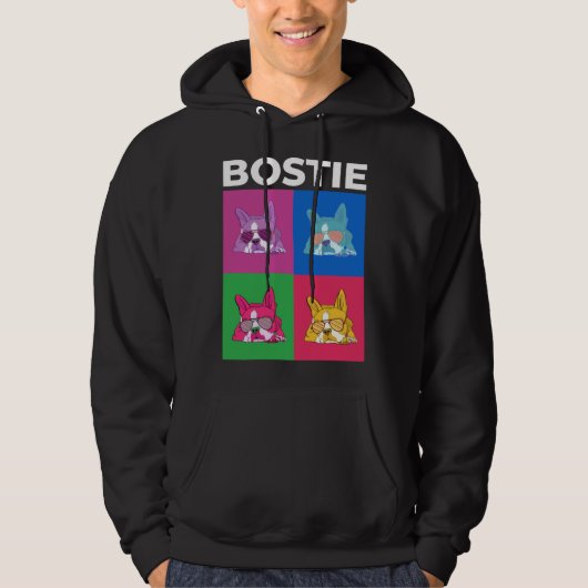 Bosite Cool Pop Boston Terrier Dog  Graphic Hoodie (Vorderseite)