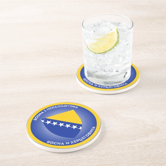 Bosnia and Herzegovina Coat of Arms Circle Shape Getränkeuntersetzer (Seite)
