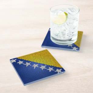 Bosnia and Herzegovina Flag Patriotic Design Glasuntersetzer