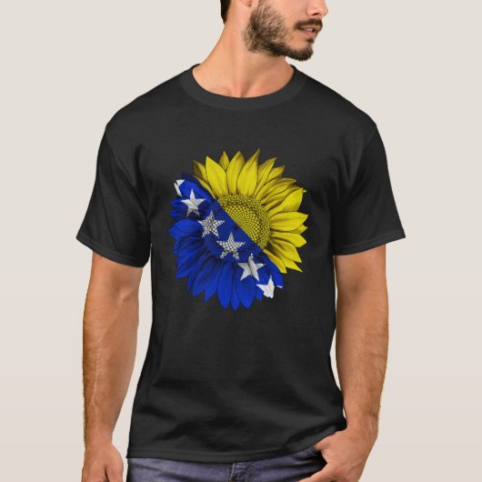 Bosnia and Herzegovina Flag Sunflower Bosnian Root T-Shirt (Vorderseite)