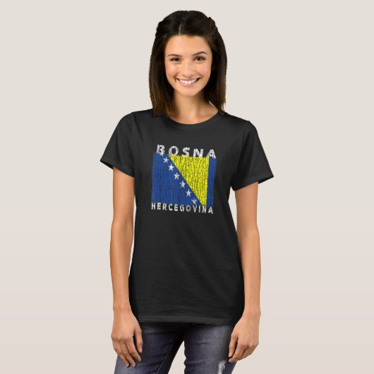 Bosnia and Herzegovina Flag Used Look For Bosnian T-Shirt (Vorne ganz)