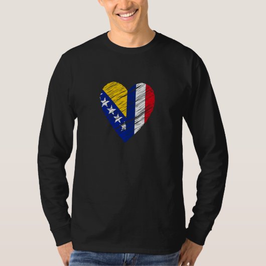 Bosnia France Heart French Flag Bosnian Flag Love T-Shirt (Vorderseite)