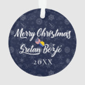Bosnian American With Custom Year Bilingual Ornament (Rückseite)