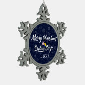 Bosnian American With Custom Year Bilingual Schneeflocken Zinn-Ornament (Links)