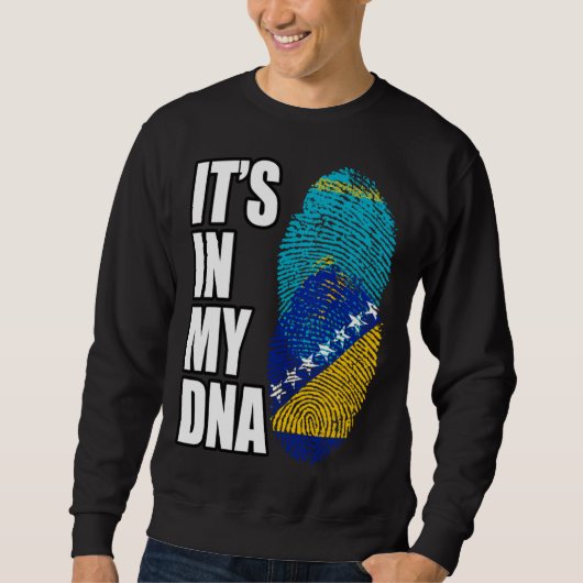 Bosnian And Kazakhstani Mix DNA Heritage Flag Sweatshirt (Vorderseite)