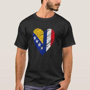 Bosnien-Frankreich Herzstück Französische Flagge B T-Shirt