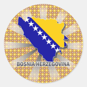 Bosnien-Herzegowinaflaggen-Karte 2,0 Runder Aufkleber