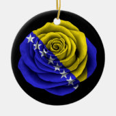 Bosnien-HerzegowinaRosen-Flagge auf Schwarzem Keramikornament (Vorne)