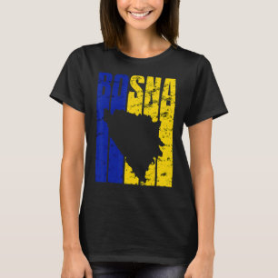 Bosnien-Silhouette mit Vintage-Flagge Bosniens in T-Shirt