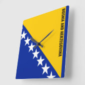 Bosnien und Herzegowina Flag Dazzling Patriotic Quadratische Wanduhr (Winkel)