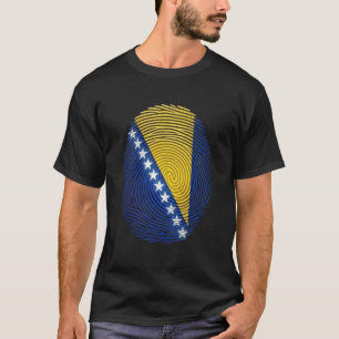 Bosnien und Herzegowina Flagge Fingerabdruck T-Shi T-Shirt
