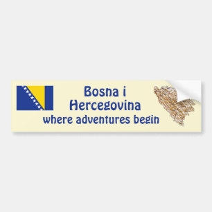 Bosnien und Herzegowina - Flagge + Karte Autoaufkl Autoaufkleber