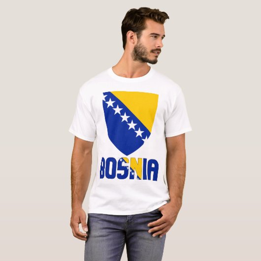 Bosnien und Herzegowina - Flaggen- und Wappen T-Shirt (Vorne ganz)