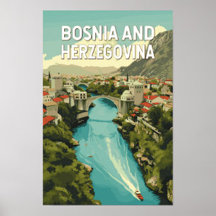 Bosnien und Herzegowina Illustration Reise Kunst Poster