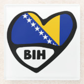 Bosnien und Herzegowina Ländercode Flaggenstaat He Glasuntersetzer (Vorderseite)