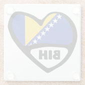 Bosnien und Herzegowina Ländercode Flaggenstaat He Glasuntersetzer (Rückseite)