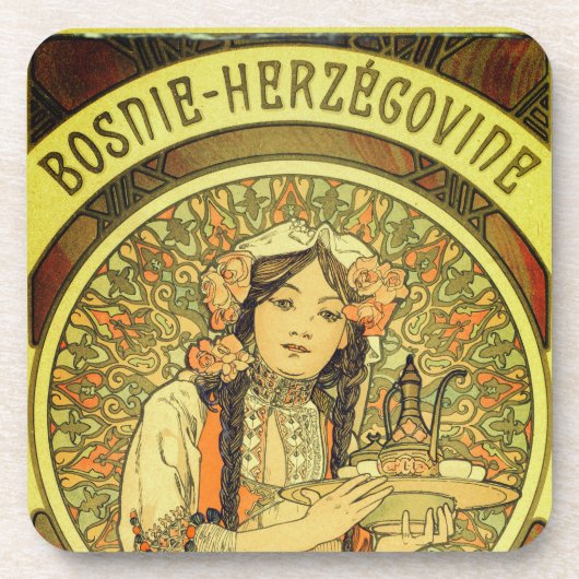 Bosnien und Herzegowina von Alphonse Mucha 1900 Getränkeuntersetzer (Vorderseite)
