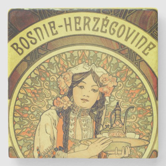 Bosnien und Herzegowina von Alphonse Mucha 1900 Steinuntersetzer (Vorderseite)