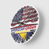 Bosnisch USA USA Vereinigte Staaten Tree Runde Wanduhr (Winkel)