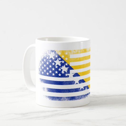 Bosnische amerikanische Flagge Bosnien und Kaffeetasse (Vorderseite Links)