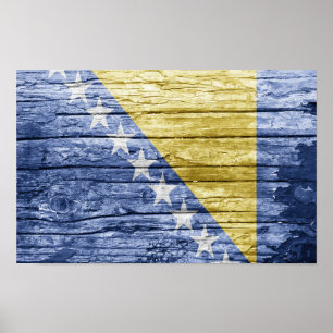 Bosnische Holzflagge Poster
