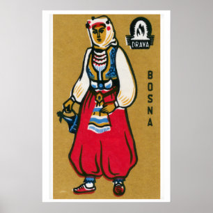 Bosnische Matchbox Print Vintage Osteuropa Poster