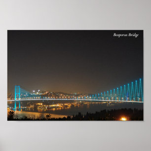 Bosporus Bridge Turkey Night Lights Poster