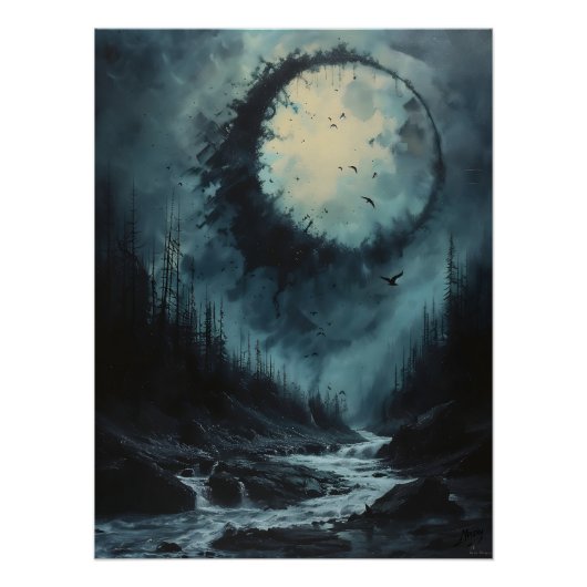 Bosque del Eclipse Lunar: Amanecer Místico Poster (Vorderseite)