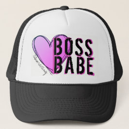 Boss Babe Heart Pink Trucker Hat Ladies Diva Girls Truckerkappe