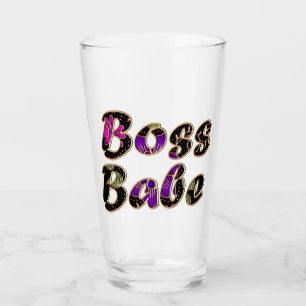 Boss Babe in Black Floral Glas