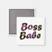 Boss Babe in Black Floral Magnet (Vorderseite/Rückseite)