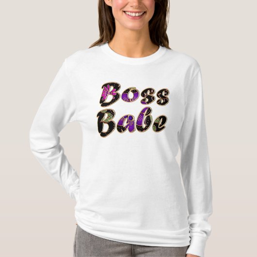 Boss Babe in Black Floral T-Shirt (Vorderseite)