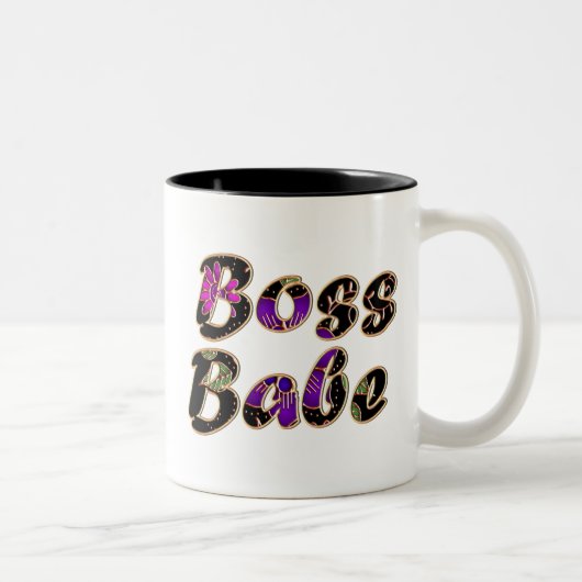 Boss Babe in Black Floral Zweifarbige Tasse (Rechts)