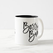BOSS BABE motivierend schwarzes Skript-Zitat Zweifarbige Tasse (VorderseiteRechts)