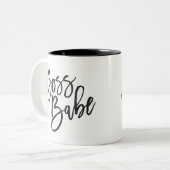 BOSS BABE motivierend schwarzes Skript-Zitat Zweifarbige Tasse (Vorderseite Links)
