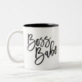 BOSS BABE motivierend schwarzes Skript-Zitat Zweifarbige Tasse (Links)