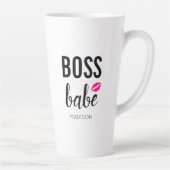Boss Babe personalisieren | Pink Kiss | Rosa Lippe Milchtasse (Rechts)