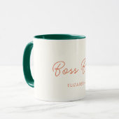 Boss Babe Retro Kundenname Kaffeezubereitung Tasse (Vorderseite Links)