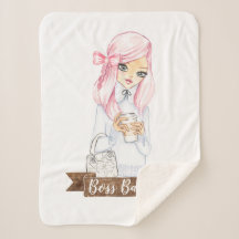 Boss Babe wirft Sherpa-Decke für gemütliche Zuhaus