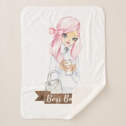 Boss Babe wirft Sherpa-Decke für gemütliche Zuhaus Sherpadecke (Vorderseite)