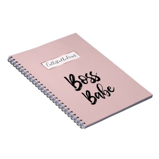 Boss Babe Zitat Black Pink Simple Typografie Notizblock (Rechte Seite)