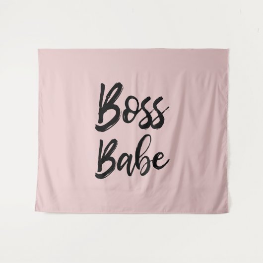 Boss Babe Zitat Black Pink Simple Typografie Wandteppich (Vorderseite (Horizontal))