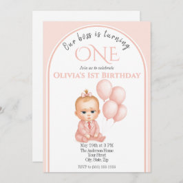 Boss Baby Girl - Einladung zum Geburtstag - Pink P